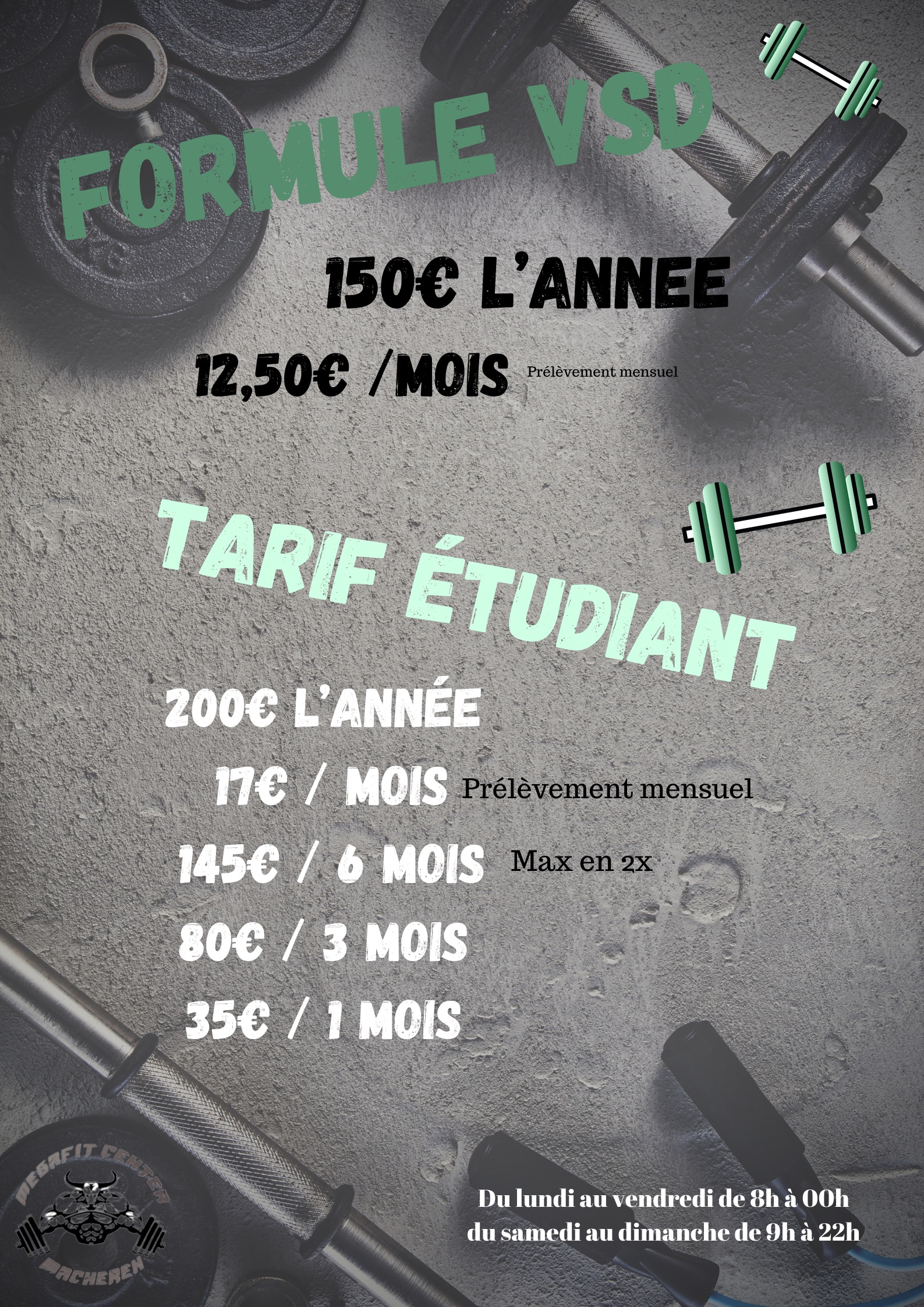 tarifs étudiants et VSD